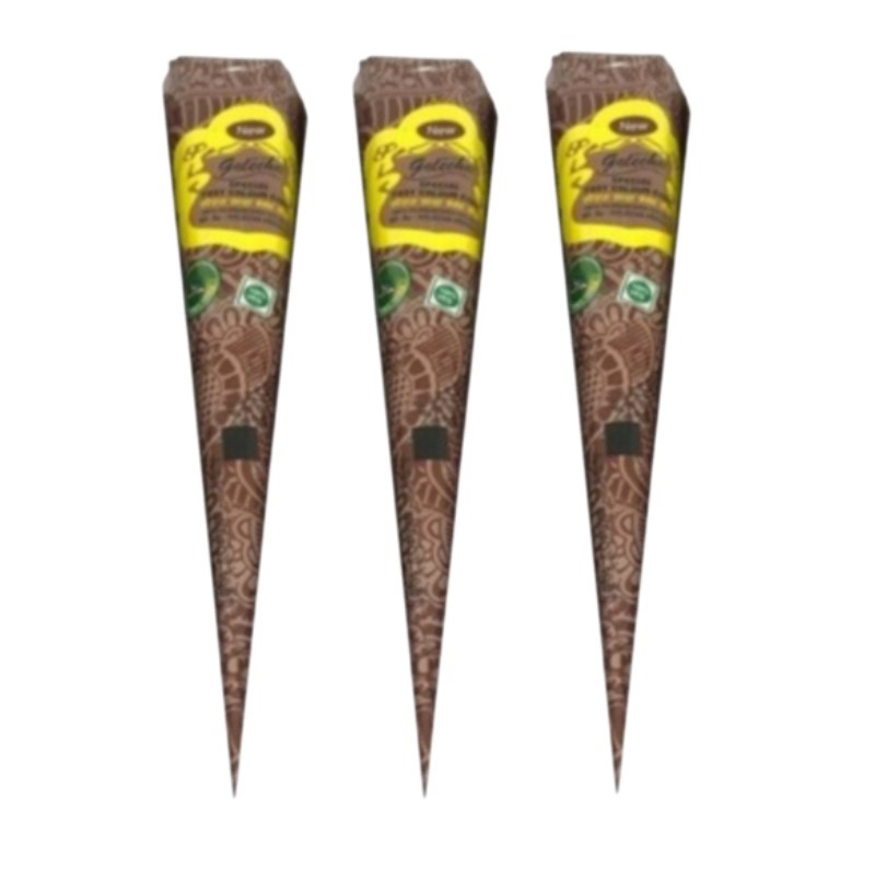 Lot de 3 cones de henne marron foncé