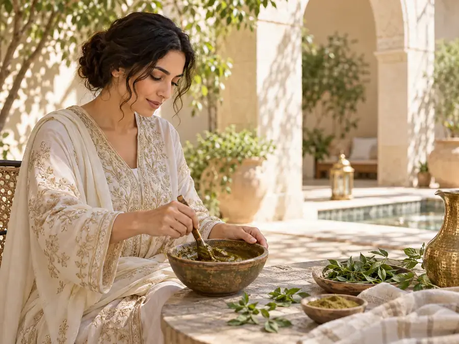 Traditional preparation of henna paste