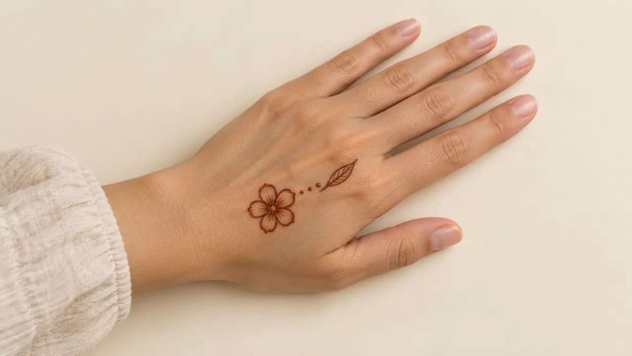 Adult hand with a simple henna design