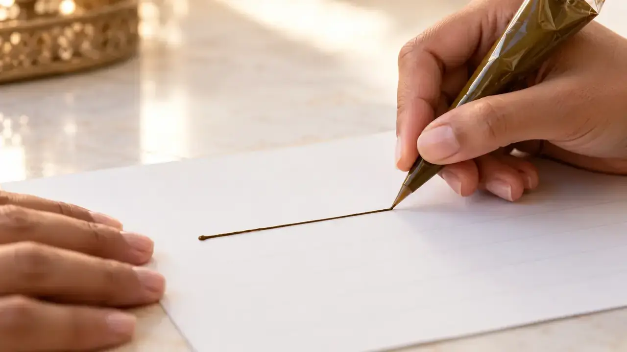 Applicazione precisa di un motivo con un cono di henné