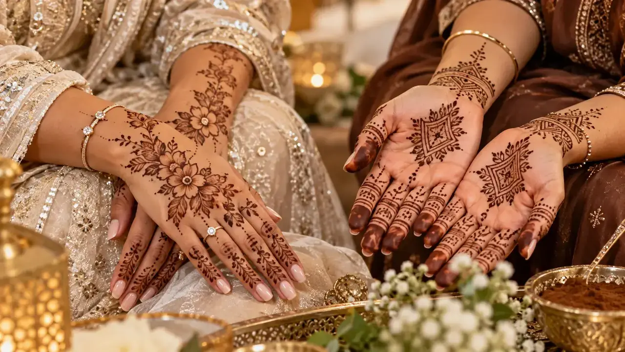 Illustrated comparison of a clean henna line and a spread line