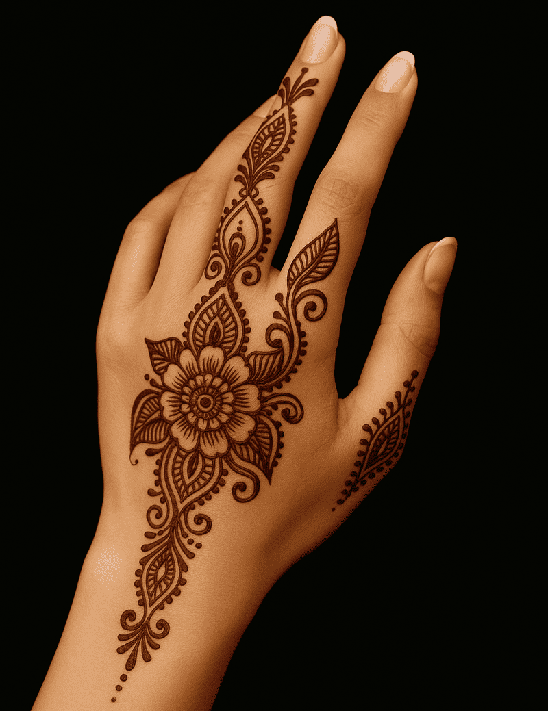 main de femme avec un henne naturel traditionel